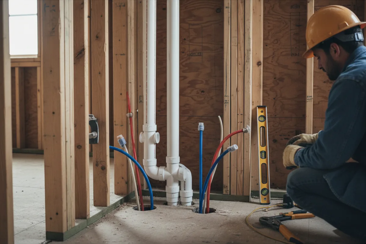 Drain and supply rough-in during Drain Cleaning in Bethpage